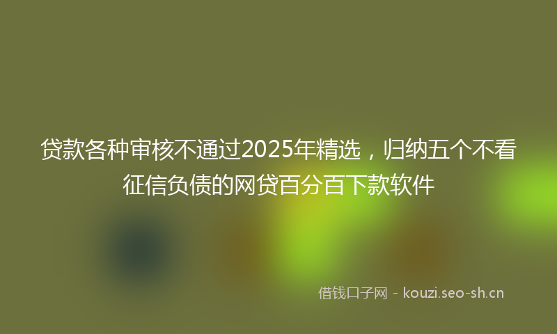 贷款各种审核不通过2025年精选，归纳五个不看征信负债的网贷百分百下款软件