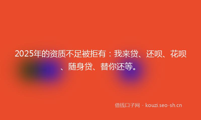 2025年的资质不足被拒有：我来贷、还呗、花呗、随身贷、替你还等。