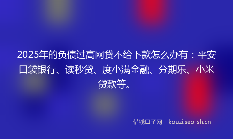 2025年的负债过高网贷不给下款怎么办有：平安口袋银行、读秒贷、度小满金融、分期乐、小米贷款等。