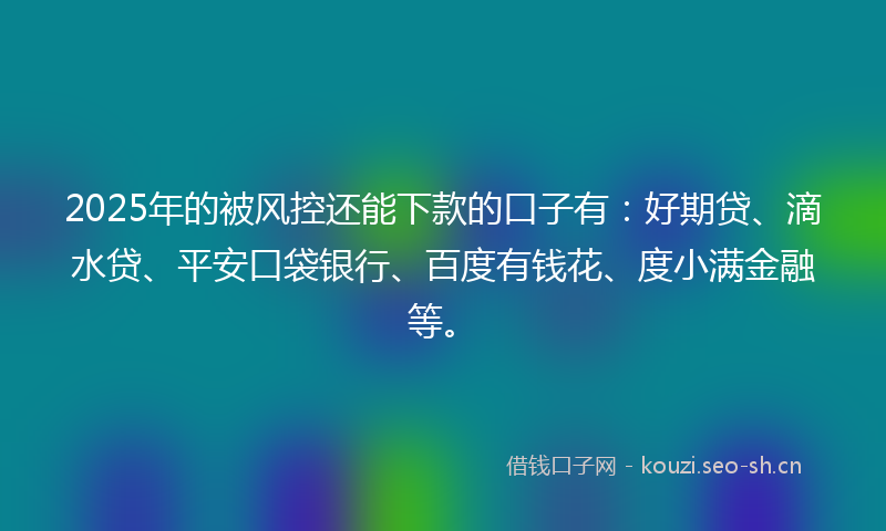 2025年的被风控还能下款的口子有：好期贷、滴水贷、平安口袋银行、百度有钱花、度小满金融等。