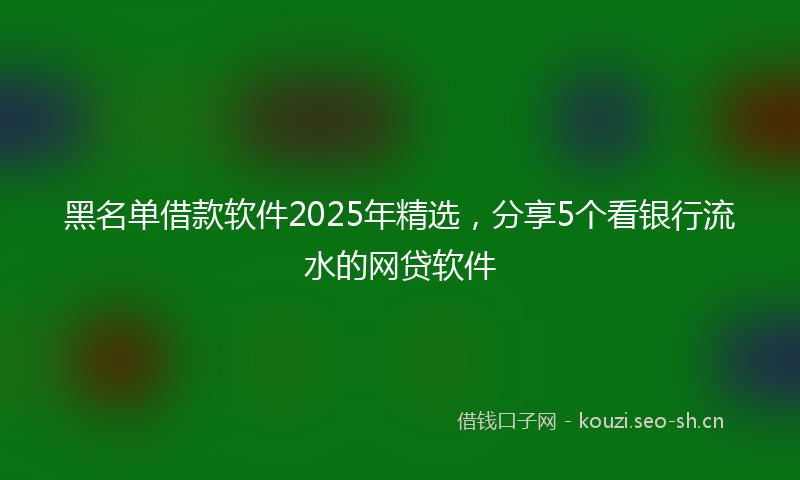 黑名单借款软件2025年精选，分享5个看银行流水的网贷软件