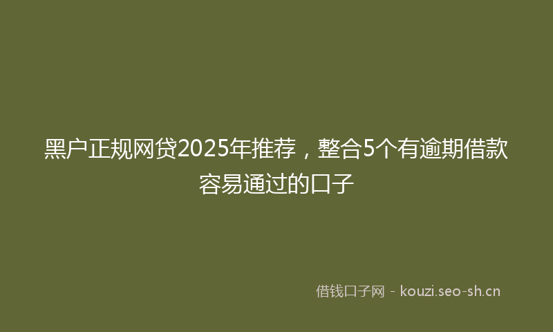 黑户正规网贷2025年推荐，整合5个有逾期借款容易通过的口子