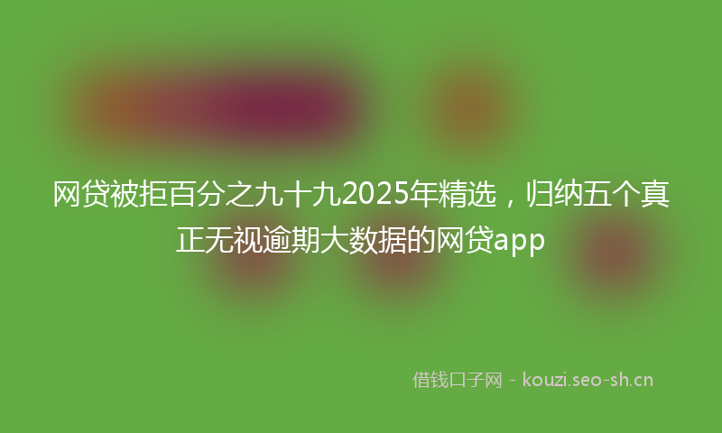 网贷被拒百分之九十九2025年精选，归纳五个真正无视逾期大数据的网贷app