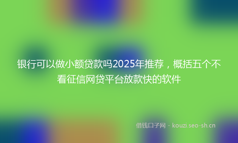 银行可以做小额贷款吗2025年推荐，概括五个不看征信网贷平台放款快的软件