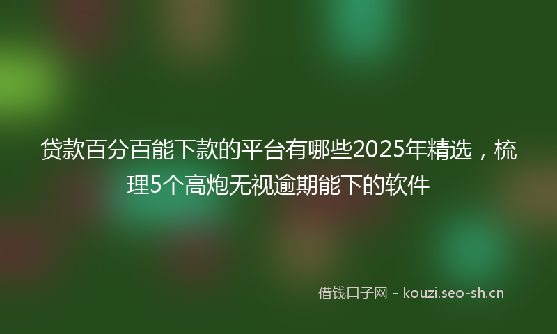 贷款百分百能下款的平台有哪些2025年精选，梳理5个高炮无视逾期能下的软件