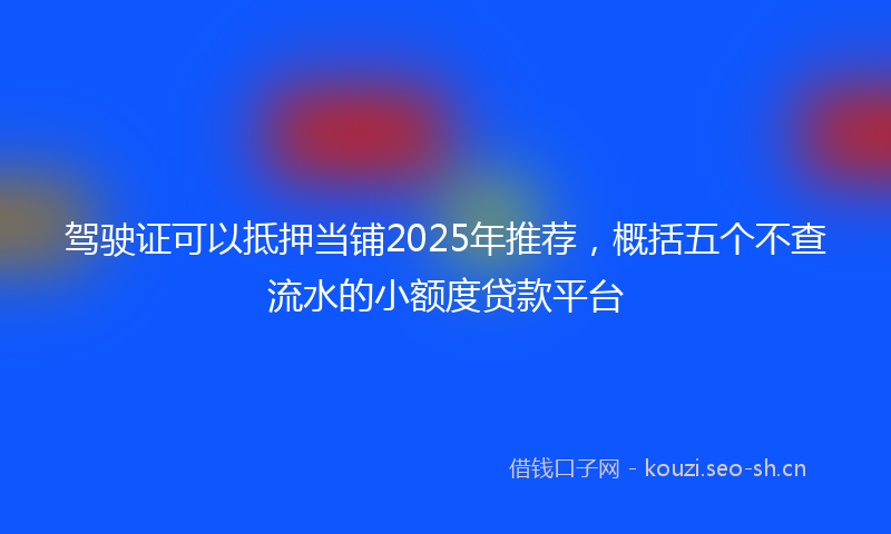 驾驶证可以抵押当铺2025年推荐，概括五个不查流水的小额度贷款平台