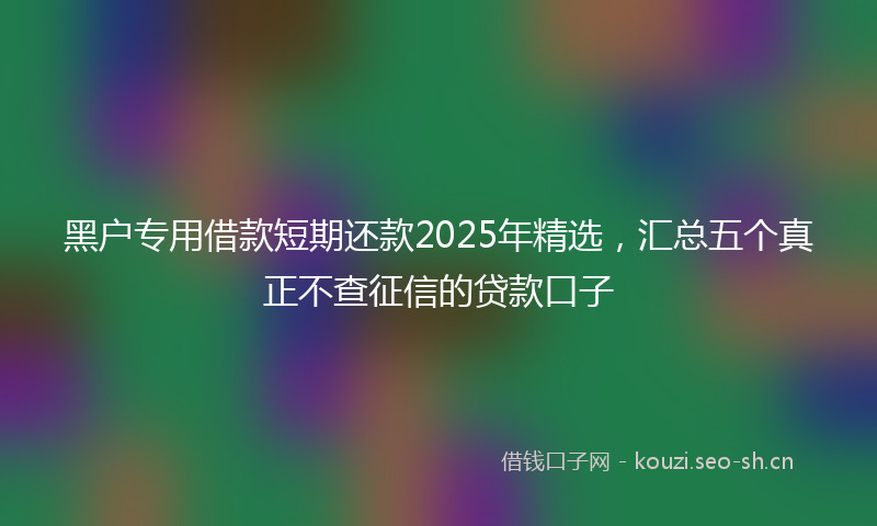 黑户专用借款短期还款2025年精选，汇总五个真正不查征信的贷款口子