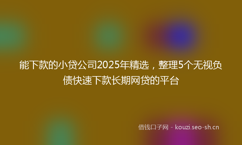 能下款的小贷公司2025年精选，整理5个无视负债快速下款长期网贷的平台