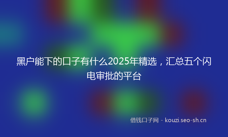 黑户能下的口子有什么2025年精选，汇总五个闪电审批的平台