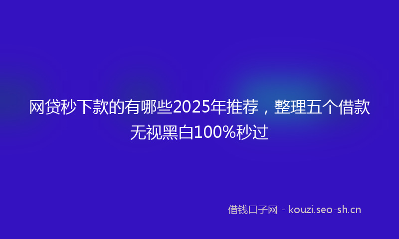 网贷秒下款的有哪些2025年推荐，整理五个借款无视黑白100%秒过