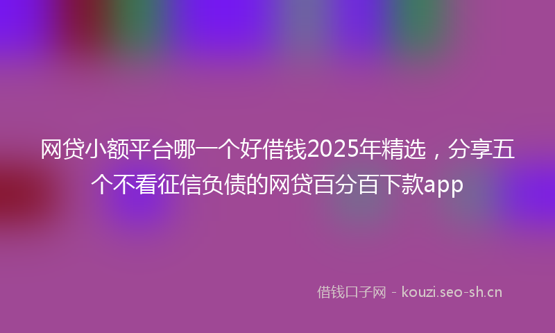 网贷小额平台哪一个好借钱2025年精选，分享五个不看征信负债的网贷百分百下款app
