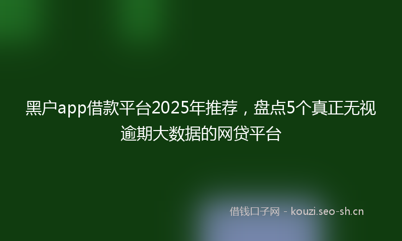 黑户app借款平台2025年推荐，盘点5个真正无视逾期大数据的网贷平台