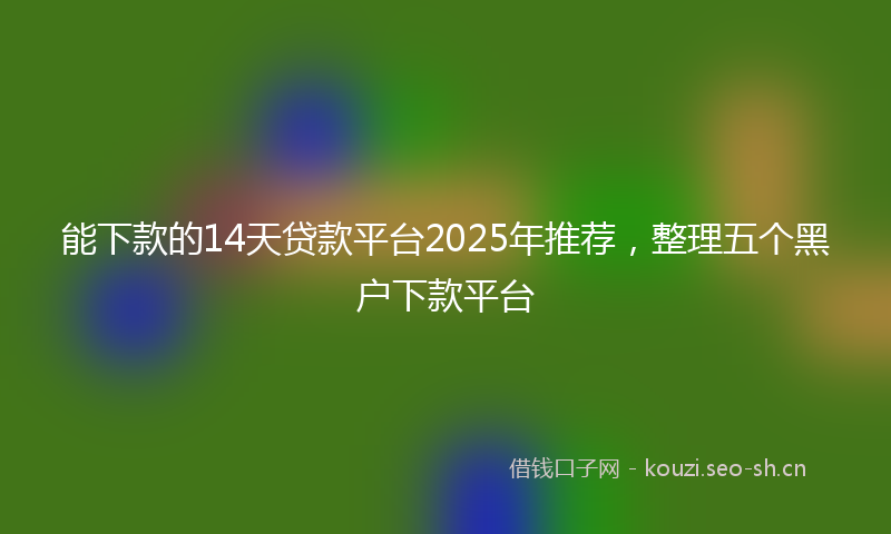 能下款的14天贷款平台2025年推荐，整理五个黑户下款平台