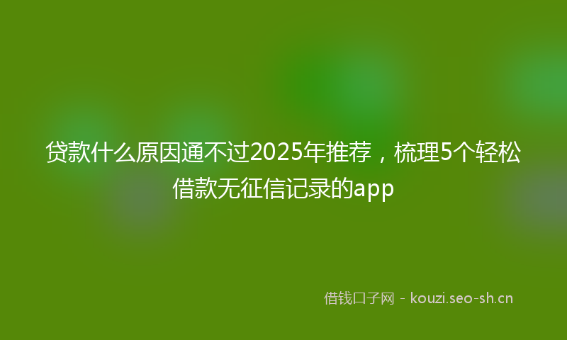 贷款什么原因通不过2025年推荐，梳理5个轻松借款无征信记录的app