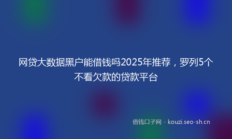 网贷大数据黑户能借钱吗2025年推荐，罗列5个不看欠款的贷款平台