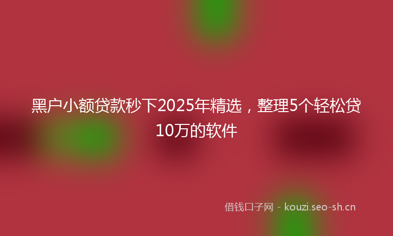 黑户小额贷款秒下2025年精选，整理5个轻松贷10万的软件