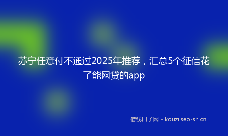 苏宁任意付不通过2025年推荐，汇总5个征信花了能网贷的app