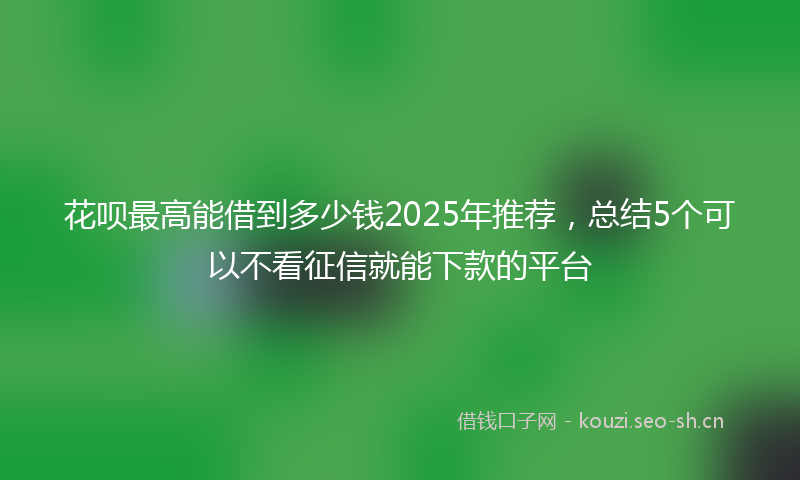 花呗最高能借到多少钱2025年推荐，总结5个可以不看征信就能下款的平台