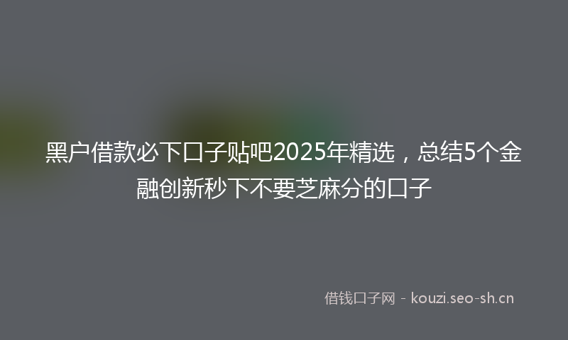黑户借款必下口子贴吧2025年精选，总结5个金融创新秒下不要芝麻分的口子