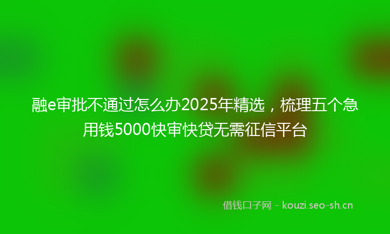 融e审批不通过怎么办2025年精选，梳理五个急用钱5000快审快贷无需征信平台