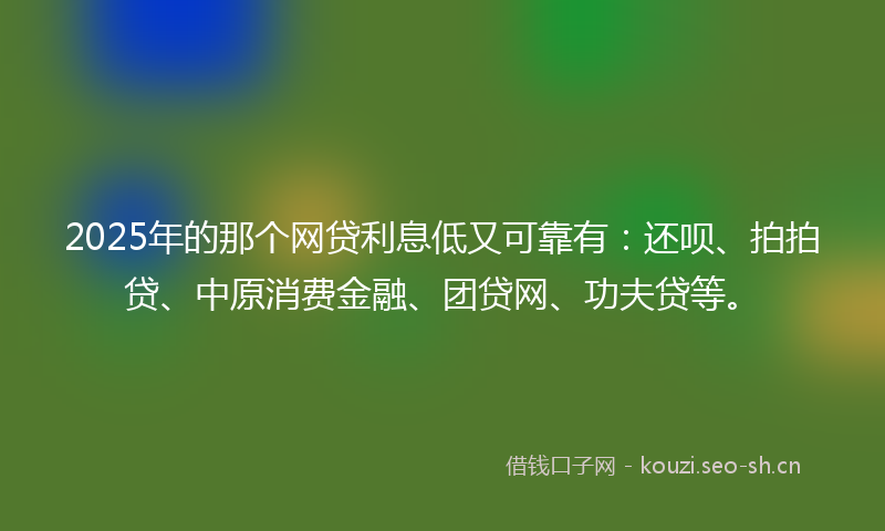 2025年的那个网贷利息低又可靠有：还呗、拍拍贷、中原消费金融、团贷网、功夫贷等。