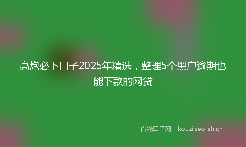 高炮必下口子2025年精选，整理5个黑户逾期也能下款的网贷