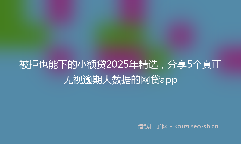 被拒也能下的小额贷2025年精选，分享5个真正无视逾期大数据的网贷app