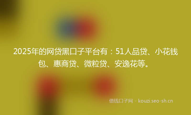 2025年的网贷黑口子平台有：51人品贷、小花钱包、惠商贷、微粒贷、安逸花等。