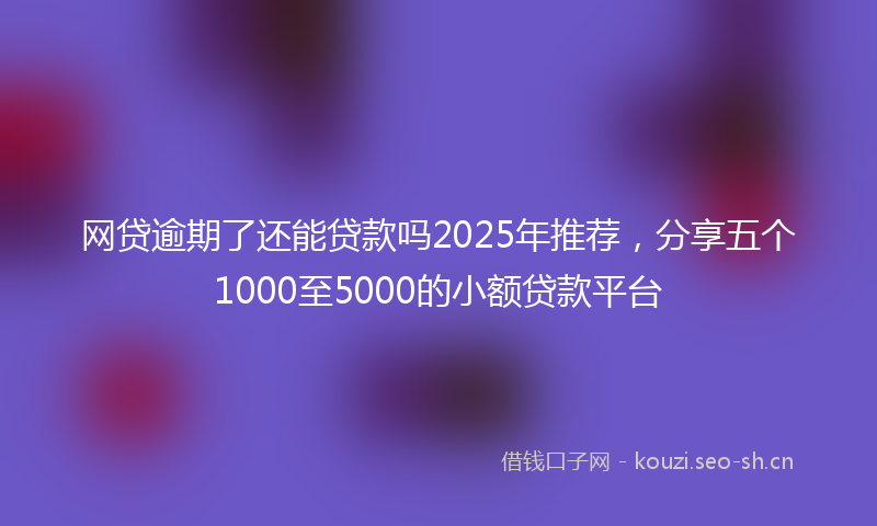 网贷逾期了还能贷款吗2025年推荐，分享五个1000至5000的小额贷款平台