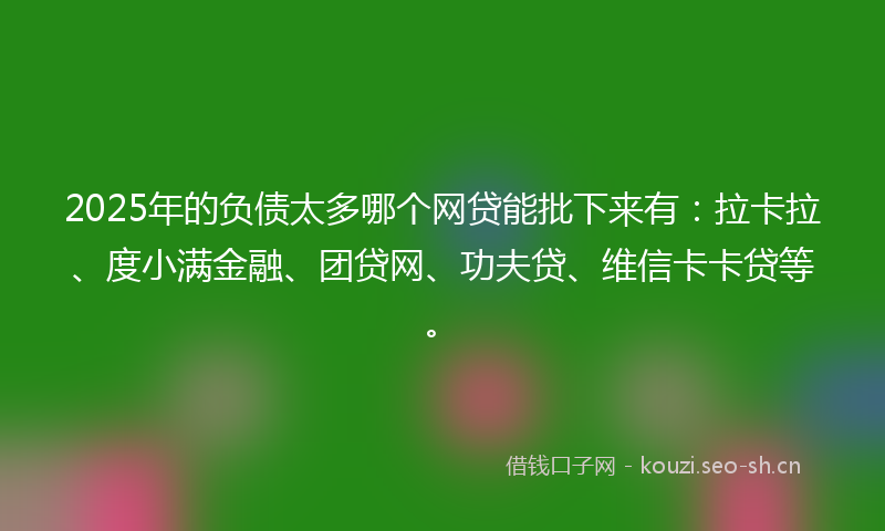 2025年的负债太多哪个网贷能批下来有：拉卡拉、度小满金融、团贷网、功夫贷、维信卡卡贷等。
