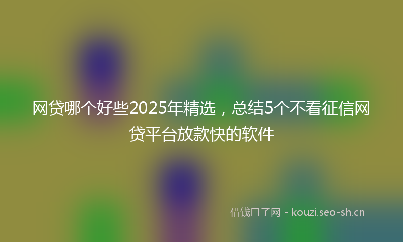 网贷哪个好些2025年精选，总结5个不看征信网贷平台放款快的软件