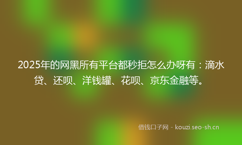2025年的网黑所有平台都秒拒怎么办呀有：滴水贷、还呗、洋钱罐、花呗、京东金融等。