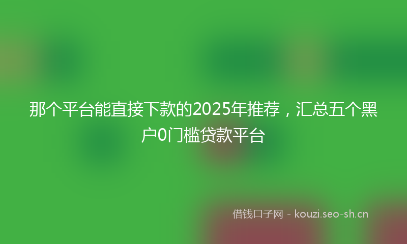 那个平台能直接下款的2025年推荐，汇总五个黑户0门槛贷款平台