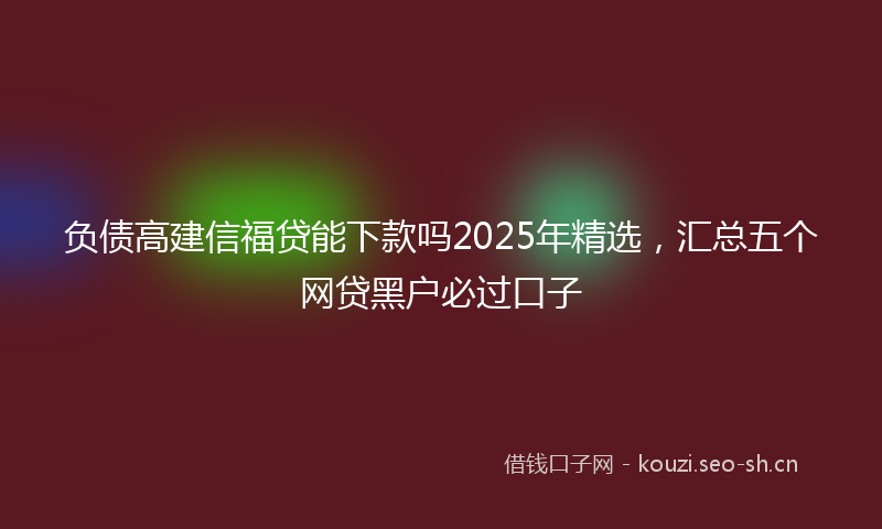 负债高建信福贷能下款吗2025年精选，汇总五个网贷黑户必过口子