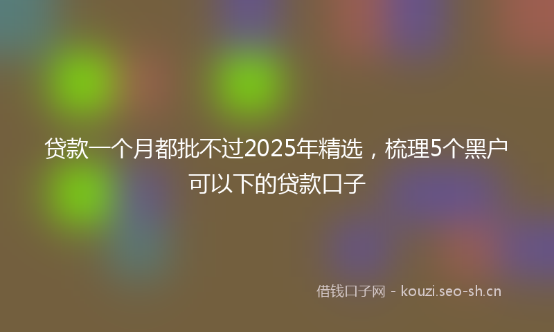 贷款一个月都批不过2025年精选，梳理5个黑户可以下的贷款口子