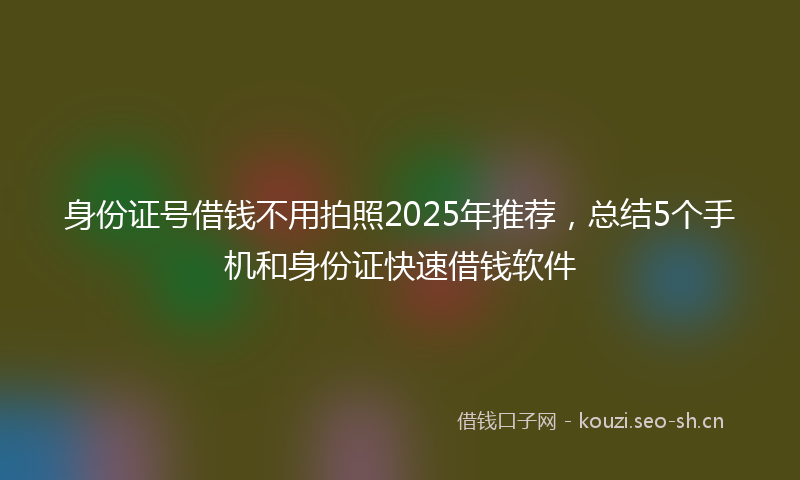 身份证号借钱不用拍照2025年推荐，总结5个手机和身份证快速借钱软件
