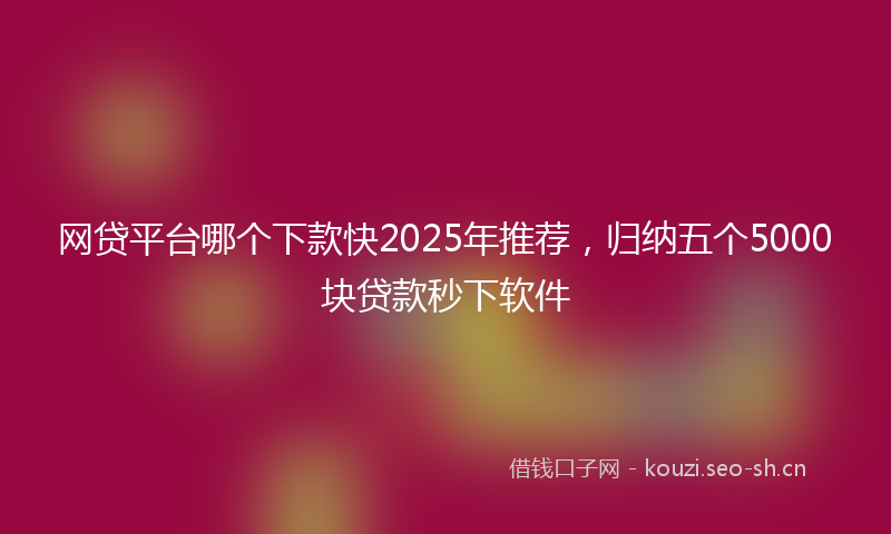 网贷平台哪个下款快2025年推荐，归纳五个5000块贷款秒下软件