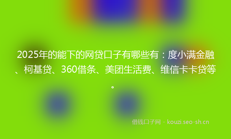 2025年的能下的网贷口子有哪些有：度小满金融、柯基贷、360借条、美团生活费、维信卡卡贷等。