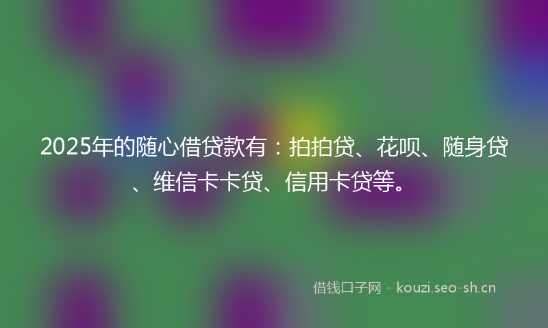 2025年的随心借贷款有：拍拍贷、花呗、随身贷、维信卡卡贷、信用卡贷等。