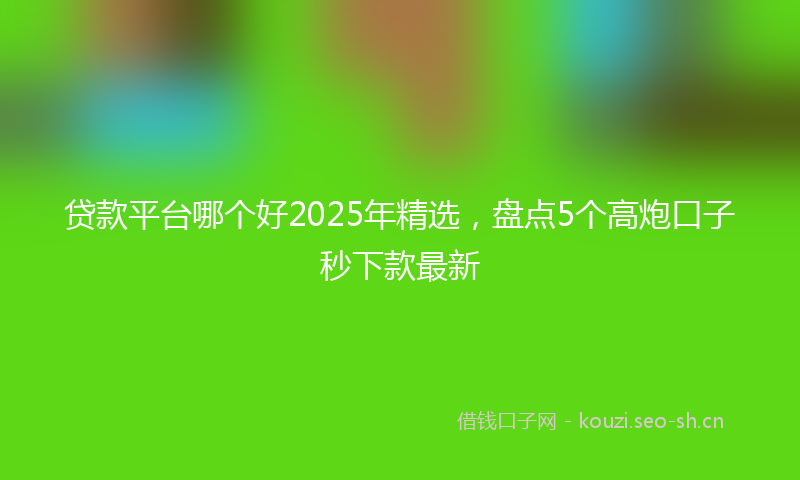 贷款平台哪个好2025年精选，盘点5个高炮口子秒下款最新