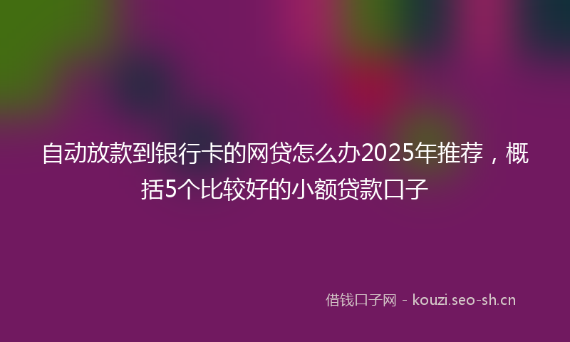 自动放款到银行卡的网贷怎么办2025年推荐，概括5个比较好的小额贷款口子