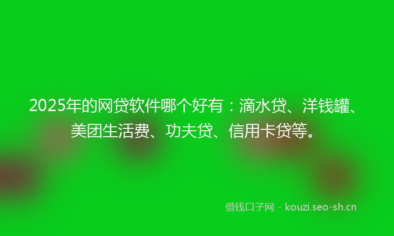 2025年的网贷软件哪个好有：滴水贷、洋钱罐、美团生活费、功夫贷、信用卡贷等。