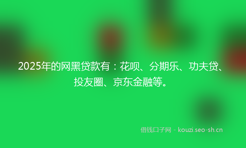 2025年的网黑贷款有：花呗、分期乐、功夫贷、投友圈、京东金融等。