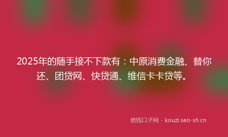 2025年的随手接不下款有：中原消费金融、替你还、团贷网、快贷通、维信卡卡贷等。