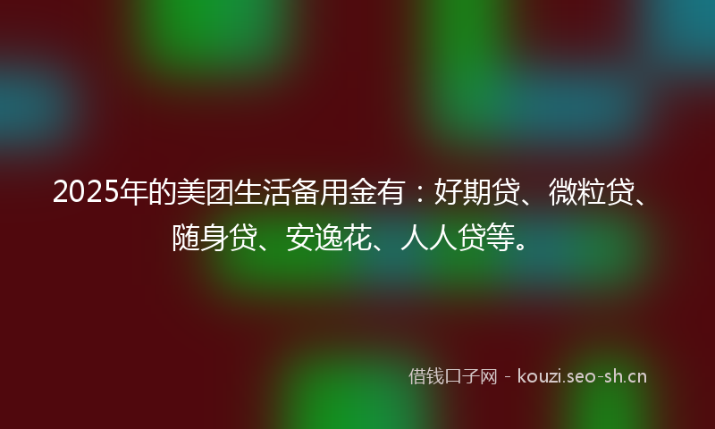 2025年的美团生活备用金有：好期贷、微粒贷、随身贷、安逸花、人人贷等。
