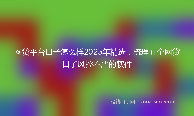 网贷平台口子怎么样2025年精选，梳理五个网贷口子风控不严的软件