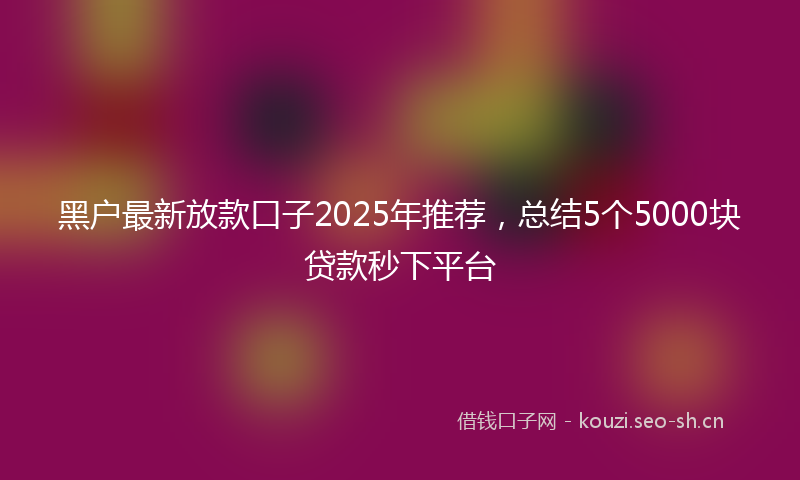 黑户最新放款口子2025年推荐，总结5个5000块贷款秒下平台