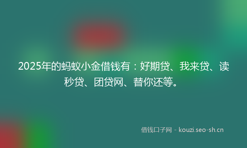 2025年的蚂蚁小金借钱有：好期贷、我来贷、读秒贷、团贷网、替你还等。