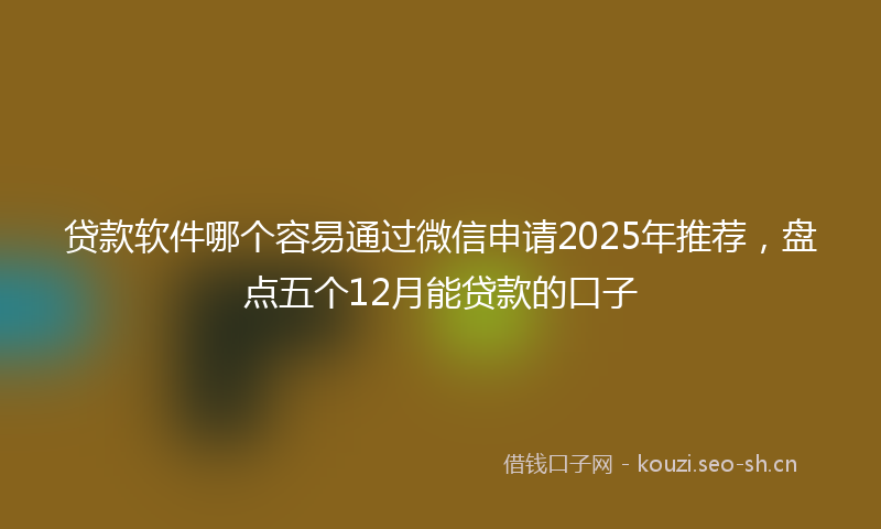 贷款软件哪个容易通过微信申请2025年推荐，盘点五个12月能贷款的口子