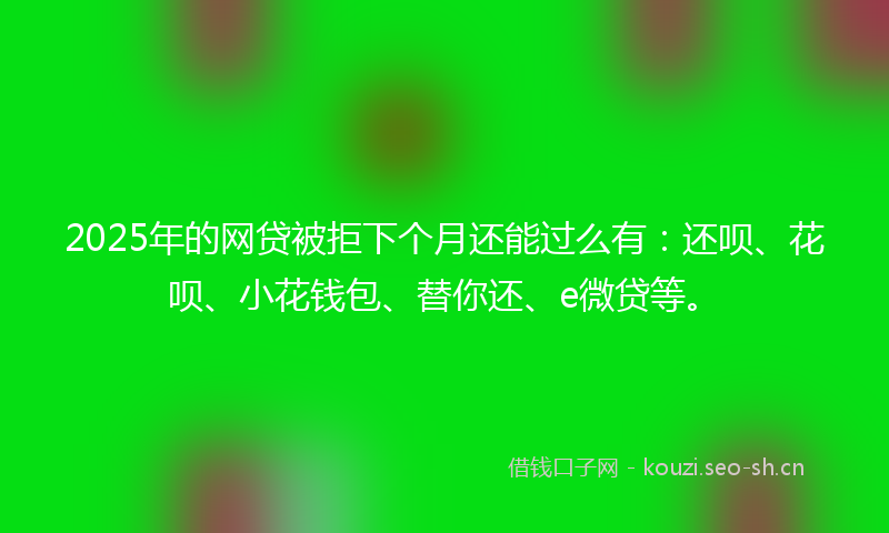 2025年的网贷被拒下个月还能过么有：还呗、花呗、小花钱包、替你还、e微贷等。